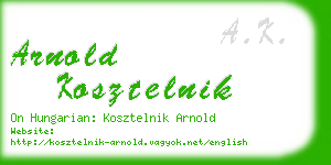 arnold kosztelnik business card